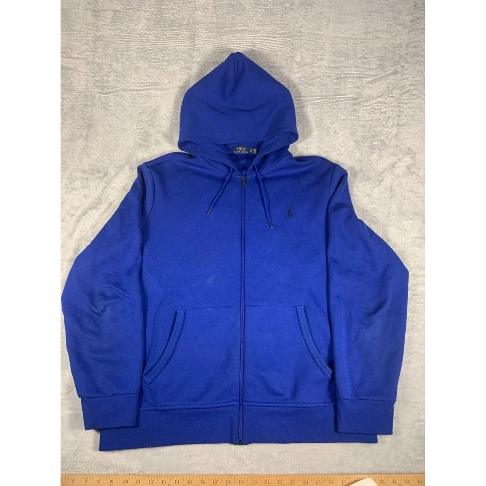 Polo Ralph Lauren Hoodie Mens XL Royal Blue Full Zip Pony Logo Sweatshirt